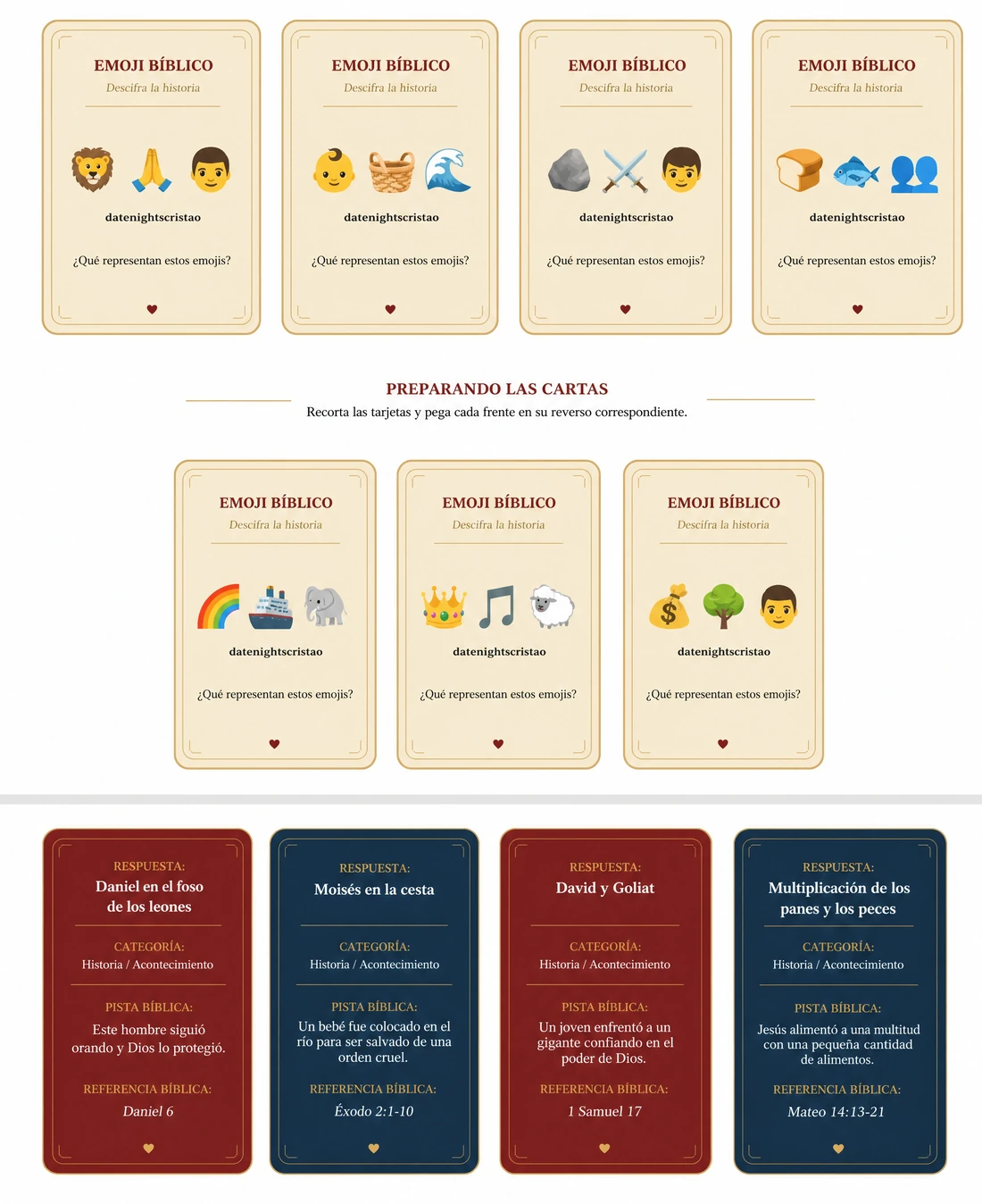 Cartas del juego Emoji Bíblico